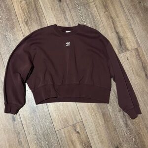 Adidas Women’s Cropped Crewneck - Dark Burgundy - Medium